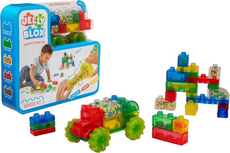 Jelly Blox Goliath Jelly Blox Vrooom! Truck Kit, 35 Piece Toddler & Preschool Building Blocks, Ouch-Free Tactile & Sensory Play Fidget Toy, Stackable, Squishable & Stretchable Blocks for Boys & Girls Aged 2+ - Image 3